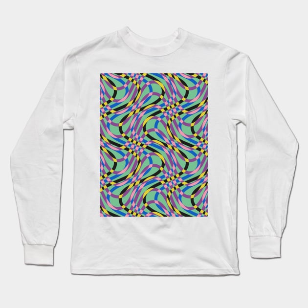 Green Op Art Pattern Long Sleeve T-Shirt by okpinsArtDesign